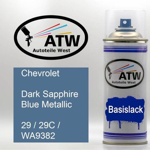 Chevrolet, Dark Sapphire Blue Metallic, 29 / 29C / WA9382: 400ml Sprühdose, von ATW Autoteile West.